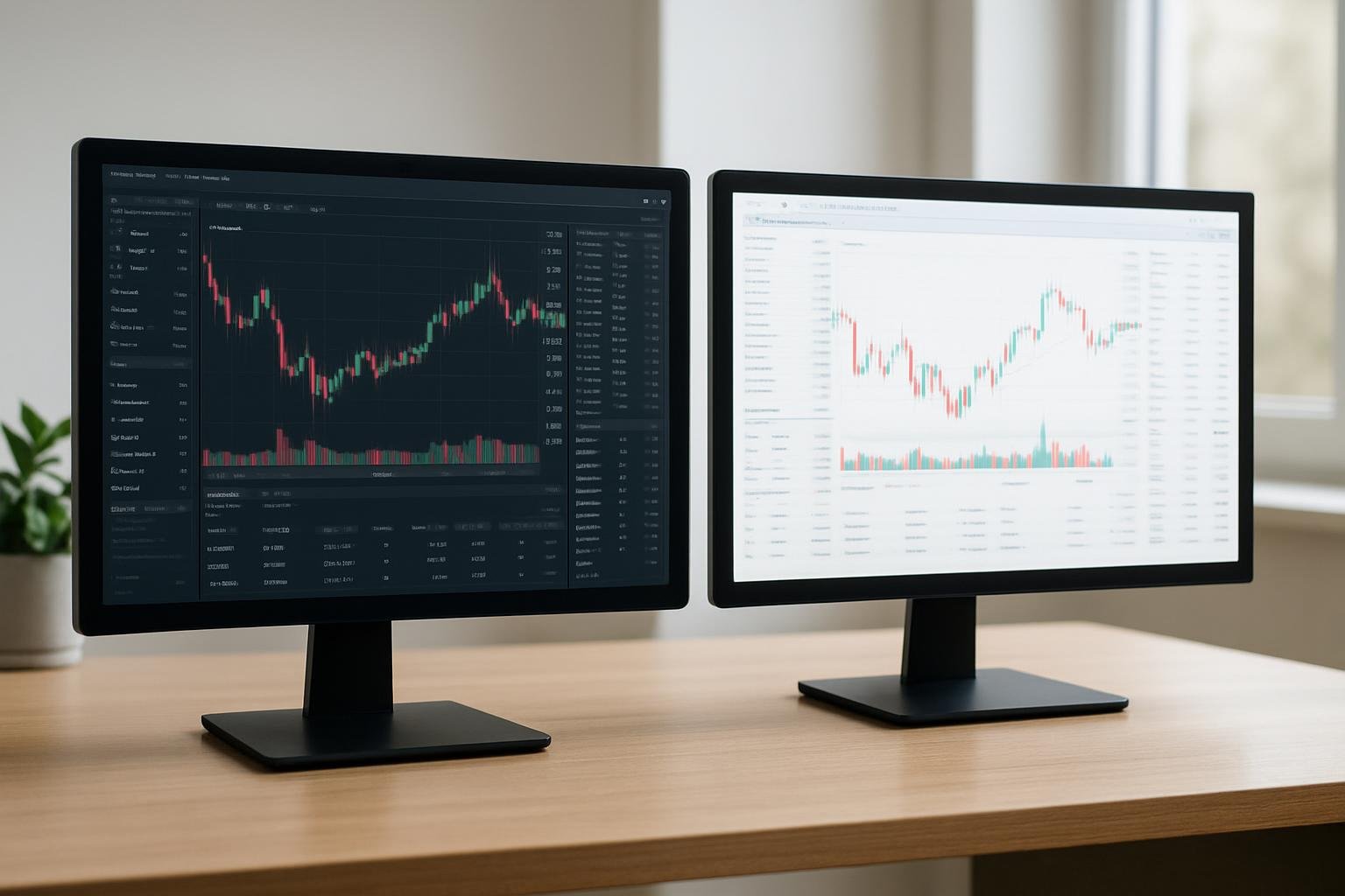 Side-by-side screenshots of Kronen Trader GPT and competitor platform dashboards